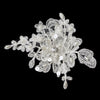 Ivory Floral Lace Embroidered Bridal Wedding Hair Accent Bridal Wedding Hair Clip 3108 w/ Pearls, Sequins, Beads & Rhinestones