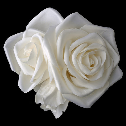 Triple Flower Bridal Wedding Hair Clip 412 with Bridal Wedding Brooch Pin