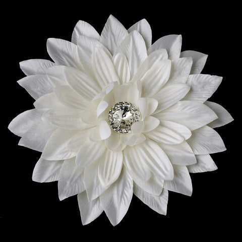 Diamond White Starburst Dahlia Flower Bridal Wedding Hair Clip with Bridal Wedding Hair Clip Bridal Wedding Brooch - Bridal Wedding Hair Clip 422