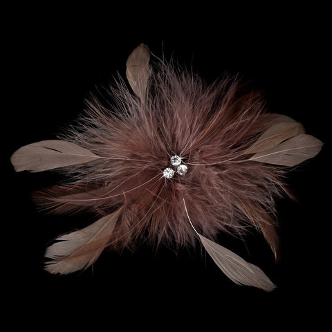 Cafe Brown Feather Fascinator Bridal Wedding Hair Clip or Bridal Wedding Hair Clip Bridal Wedding Brooch 442 ( Many Colors )