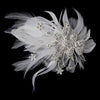 Feather Silver Crystal Bridal Wedding Hair Clip 456 with Bridal Wedding Brooch Pin