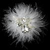 * Exquisite Silver Clear Rhinestone & Swarovski Crystal Bridal Wedding Hair Clip w/ White or Ivory Feathers 460