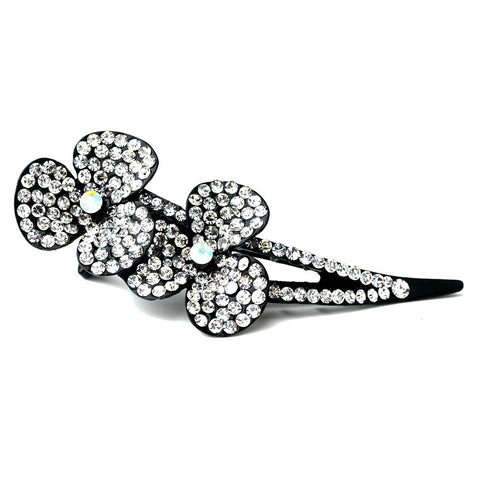 Clear AB Crystals & Clear Rhinestones on Black Claw Bridal Wedding Hair Clip 464