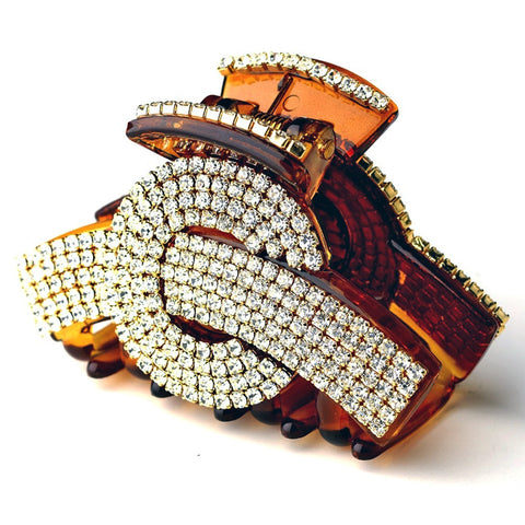 Exquisite Amber Bridal Wedding Hair Clip w/ Clear Rhinestones 468