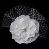 Bridal Wedding Hair Flower with Russian Bridal Wedding Veil Accent Bridal Wedding Hair Clip 477 (White or Ivory)