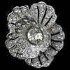 Rhodium Clear Rhinestone Flower Bridal Wedding Hair Clip 7282