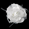 * Lovely White Flower Bridal Wedding Hair Clip w/ Feathers & Clear Rhinestones 8387