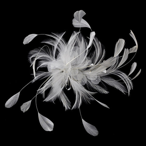 * Extravagant Ivory Feather Fascinator Bridal Wedding Hair Clip 8986