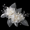 Organza Flower Bridal Wedding Hair Clip 9500 with Pearls & Rhinestones
