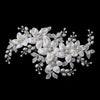 Silver Ivory Freshwater Pearl & Rhinestone Flower Bridal Wedding Hair Clip 9636