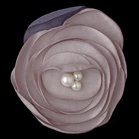 Brown Flower Sophistication Bridal Wedding Hair Clip with Faux Pearl Accents 9940 with Additional Bridal Wedding Brooch Pin