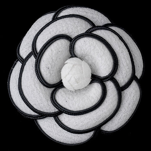 * Oldies White & Black Flower Bridal Wedding Hair Clip 9944 with Bridal Wedding Brooch Pin
