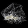 * Captivating Birdcage Veil Bridal Wedding Hair Comb with Feathers & Austrian Crystals 1135