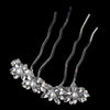 Rhodium White Pearl & Rhinestone Flower Bridal Wedding Hair Slide Bridal Wedding Hair Comb 1183