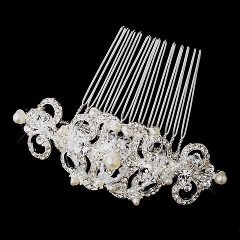 Victorian Crystal Accent Versatile Bridal Wedding Hair Piece 13088 Silver