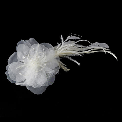 * Bridal Wedding Feather Bridal Wedding Hair Piece with Crystals Bridal Wedding Hair Comb 1517 (White or Ivory)