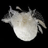 * Embroidered Feather Flower Bridal Wedding Hat Hair Comb with Russian Tulle Accent in White or Ivory 3027