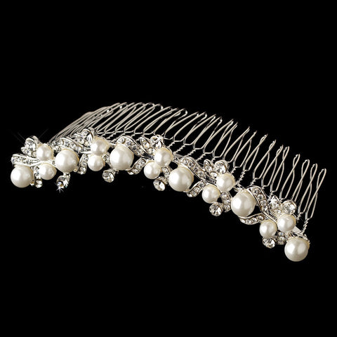 Stunning Swarovski Crystal and Pearl Bridal Wedding Hair Comb 354