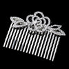 Antique Silver Clear Rhinestone Flower Bridal Wedding Hair Comb 4010