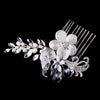 * Silver Ivory Pearl Bridal Wedding Hair Comb 4013