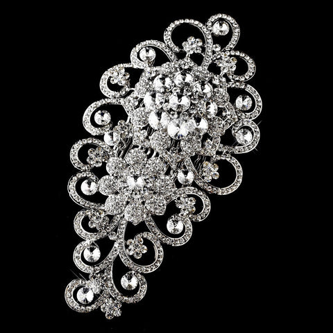 Antique Silver Clear Rhinestone Bridal Wedding Tiara Bridal Wedding Hair Comb 404