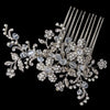 Rhodium Floral Vine Bridal Wedding Hair Comb 4110 with Ivory Pearl & Rhinestone Accents