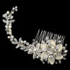Silver Freshwater Pearl Rhinestone Floral Vine Bridal Wedding Hair Comb 42