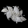 Sheer Organza, Rhinestone & Swarovski Crystal Bead Floral Leaf Bridal Wedding Hair Comb 4330