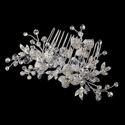 Crystal & Rhinestone Flower Vine Bridal Wedding Hair Comb 4464