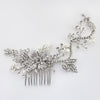 Rhodium Silver Freshwater Pearl Bridal Wedding Hair Comb 46