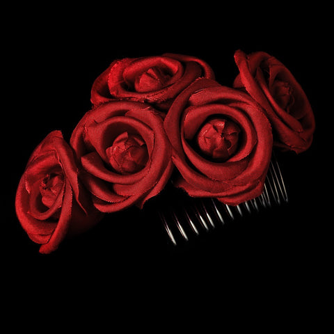 Charming Red Flower Bridal Wedding Hair Comb 4647