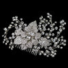 Rhodium Clear Rhinestone Flower & Vine Couture Bridal Wedding Hair Comb 4658