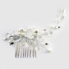 Silver Ivory Pearl & Rhinestone Bridal Wedding Hair Comb 4710