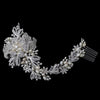 Silver Freshwater Pearl & Rhinestone Floral Vine Side Bridal Wedding Hair Comb