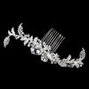 Silver Clear Rhinestone & Crystal Leaf Side Bridal Wedding Hair Comb 5672