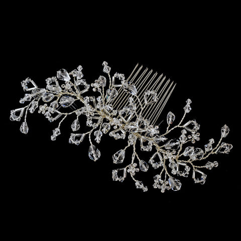 * Silver Clear Bridal Wedding Hair Comb 588