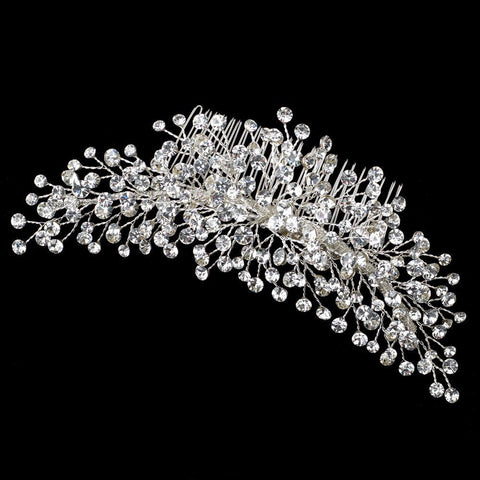 Rhinestone Silver Vine Spray Bridal Wedding Hair Comb 5999