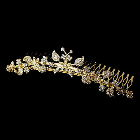 * Gold Floral Bridal Wedding Hair Comb 6059