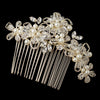 Lt Gold Ivory Pearl Crystal & Rhinestone Bridal Wedding Hair Comb 64