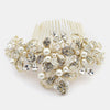 Lt Gold Ivory Pearl Crystal & Rhinestone Bridal Wedding Hair Comb 64