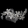 Silver Clear Swarovski Crystal & Rhinestone Floral Bridal Wedding Hair Comb 65