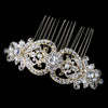Light Gold Freshwater Pearl & Rhinestone Heart Bridal Wedding Hair Comb 652