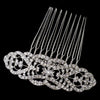 Antique Silver Rhodium Clear Rhinestone Bridal Wedding Hair Comb 653