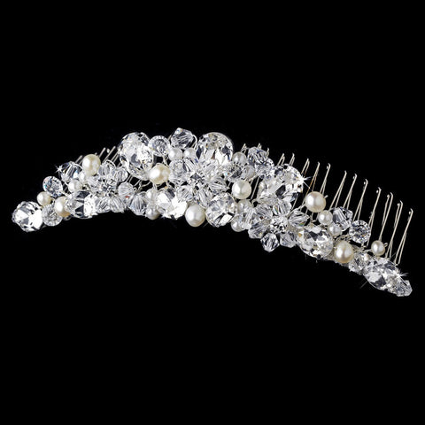 Beautiful Pearl & Crystal Bridal Wedding Hair Comb 7001