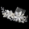 Silver Rhinestone & Freshwater Pearl Flower Bridal Wedding Hair Comb 702
