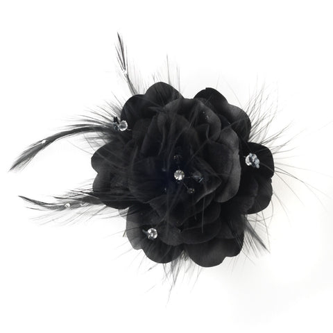 Black Feather Fascinator Bridal Wedding or Special Occasion Headpiece Bridal Wedding Hair Comb 7024