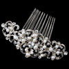 Rhodium Rhinestone & Freshwater Pearl Swirl Bridal Wedding Hair Comb 721