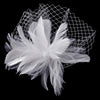 * Flower Feather Fascinator with Russian Tulle Bridal Wedding Veiling Accent on Bridal Wedding Hair Comb 750