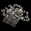 Antique Silver Clear Swarovski Crystal Bead & Rhinestone Bridal Wedding Hair Comb 756