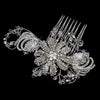 Antique Silver Clear Crystal & Rhinestone Flower Bridal Wedding Hair Comb 763